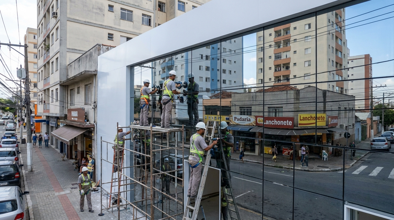 Fachada espelhada em esquina em Taboão da Serra-SP